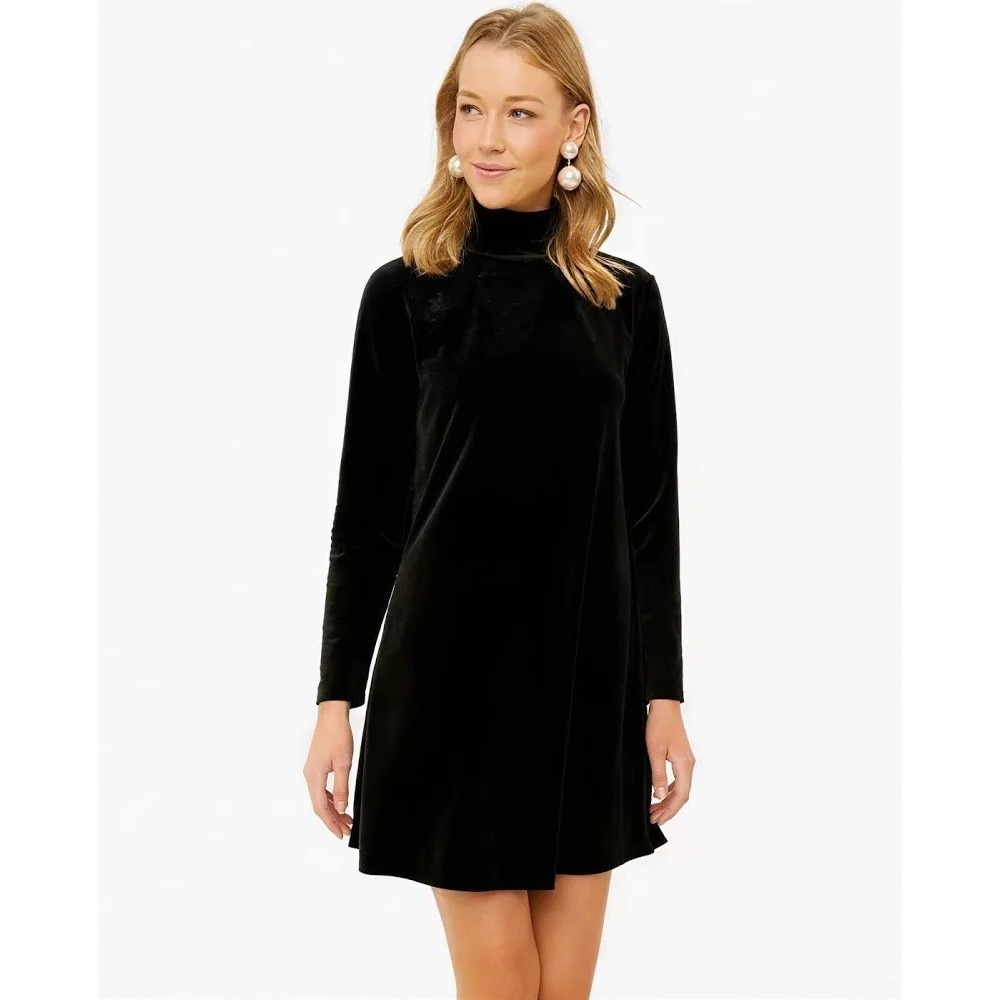 Tuckernuck x Pomander Place | Mottershead Dress M Black Velvet Turtleneck Mini